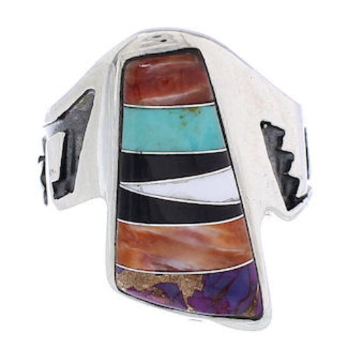Sterling Silver Southwestern Multicolor Ring Size 6-1/4 EX61096